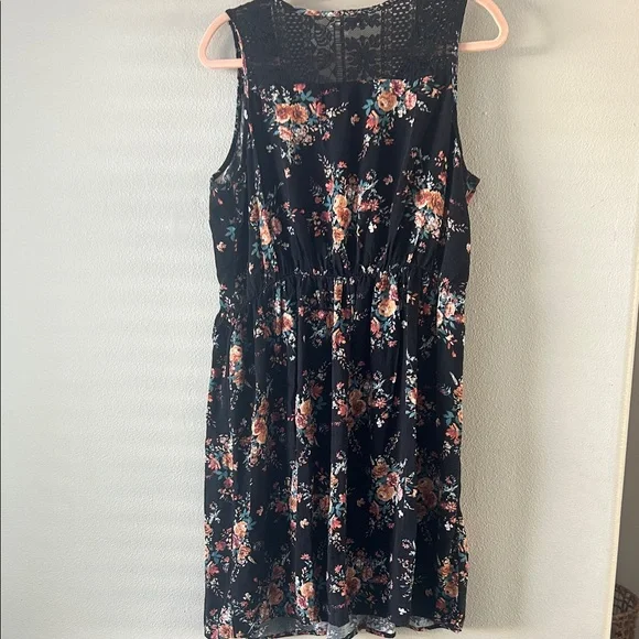 Morphe Black Floral Mini Dress Size Large - Picture 4 of 5